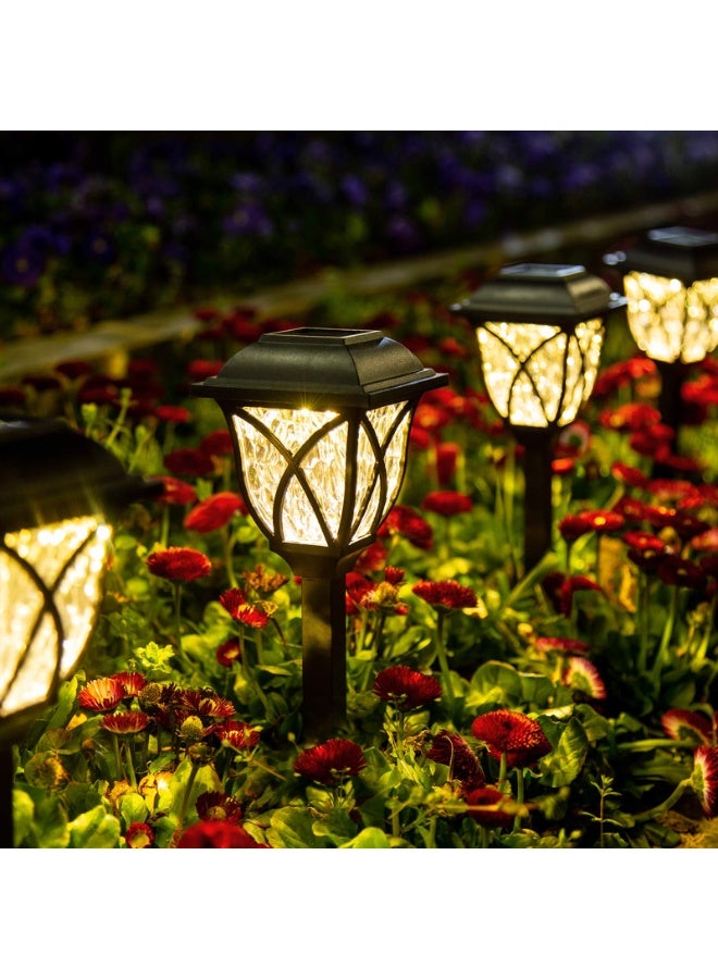 مصابيح مسار شمسية 6 حزم مصابيح حديقة شمسية LED مصابيح مسار شمسية مقاومة للماء للاستخدام الخارجي في الفناء والممرات والمناظر الطبيعية باللون الأبيض الدافئ - Image 1